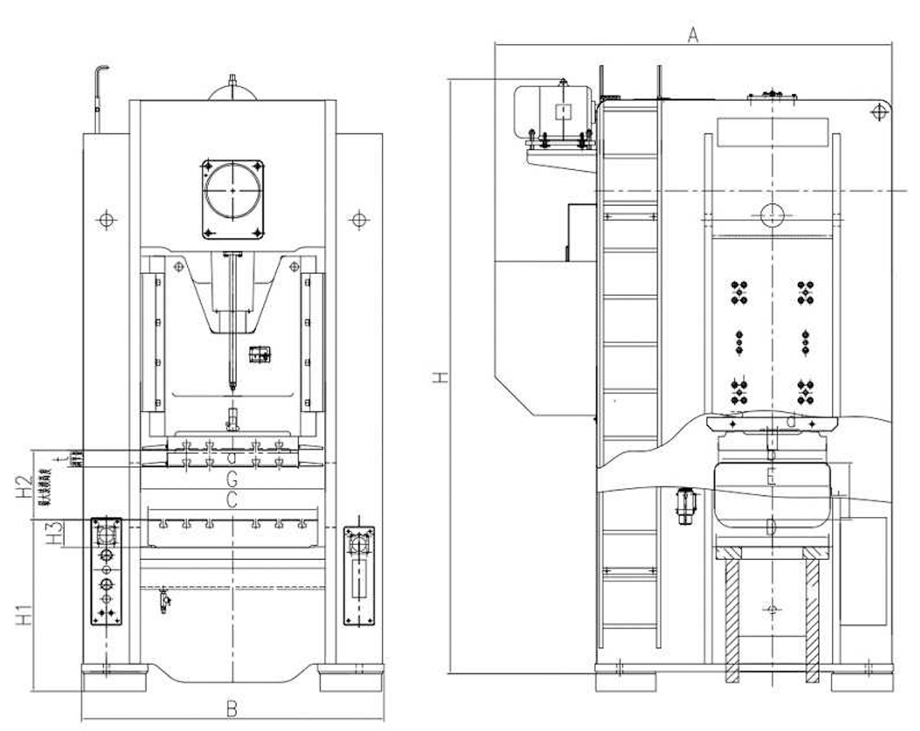 JW31 H ประเภทการกดขนาดข้อเหวี่ยงเดี่ยว